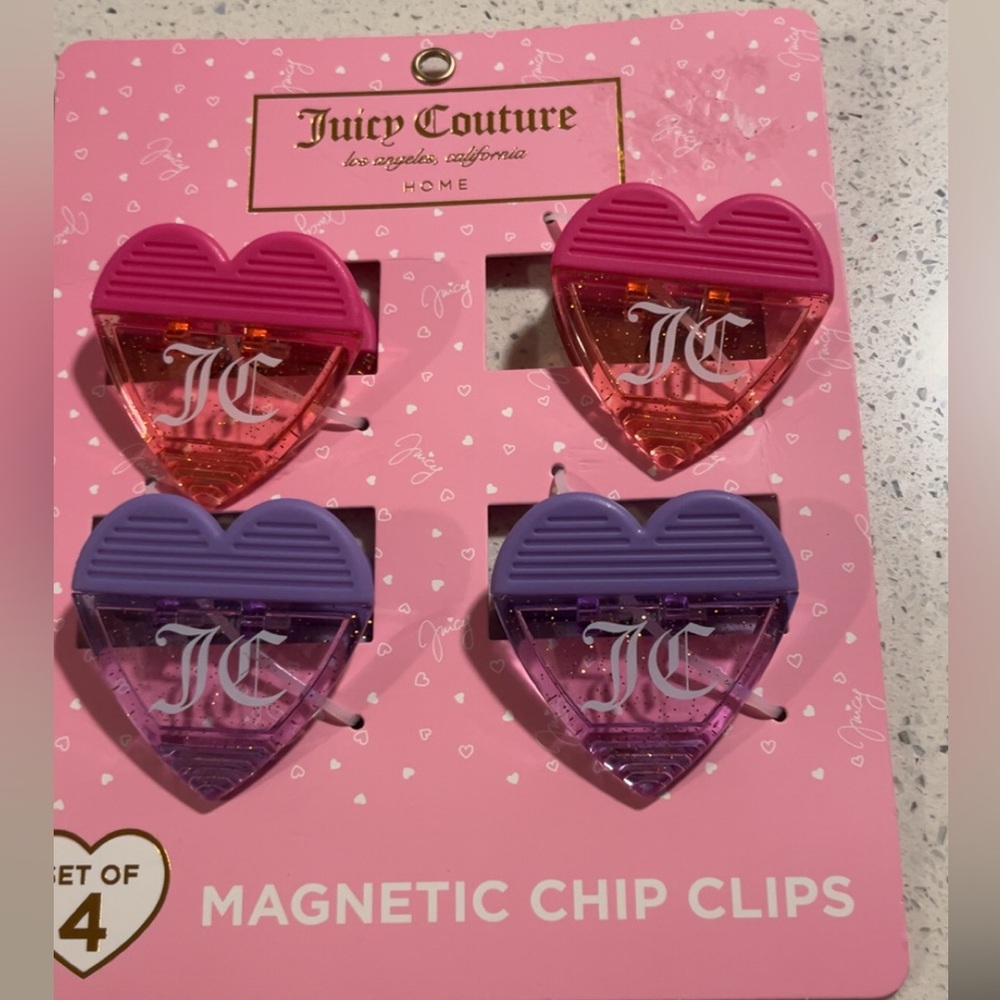 Juicy Couture Pink and Purple Heart Magnetic Clips